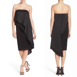 Elliatt black strapless satin candid midi dress XS party cocktail‎ wedding guest